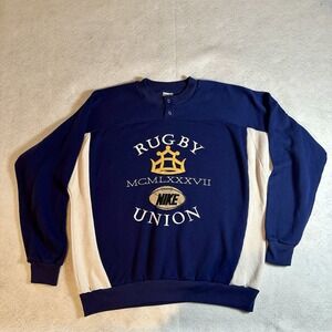 80's Rare Nike Union Bay Sweatshirt Blue Yellow Embroidered Men's Size Large